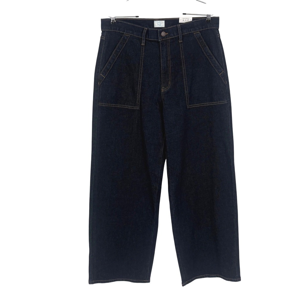 Time and Tru Utility Trouser Women 10 Rinse Wash Wide Leg Relaxed Fit Jeans NEW